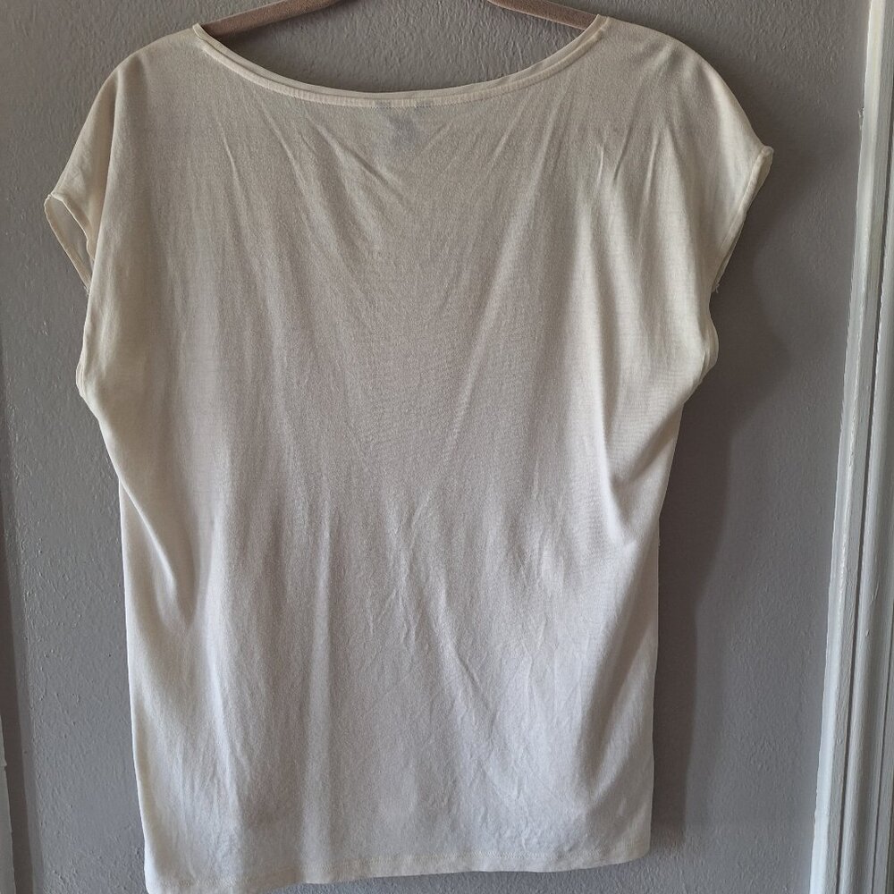 Ann Taylor Cream Lace Short Sleeve Blouse, Soft Pristine Condition Size XL - Picture 2 of 5